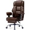 GTPLAYER Ampia sedia da gaming con molla tascabile ergonomica, in PC, regolabile e girevole, con poggiapiedi, in pelle sintetica, 180 kg, marrone