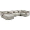 MILYsofa Divano modulare angolare, 5 posti con penisola, tessuto bouclé, fodere dei cuscini removibili (Beige Pietra, 5 posti con penisola)