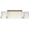 IlGruppone Set 3 Pouf Contenitore con Tavolino da Salotto Ovale in Velluto e Coperchio in Legno, 2 Pouf Interni Salvaspazio, Tavolino Contenitore Moderno, Seduta Imbottita - Beige