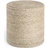 Hanse Home Jutta Pouf in iuta naturale, forma cilindrica in stile bohémien, sgabello, pouf, pouf in iuta, cuscino per soggiorno, sala da pranzo, corridoio, 40 x 40 x 40 cm, colore verde naturale