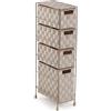 Versa Mannheim Mobile da Bagno ausiliario, cassettiera con 3 cassetti per organizzare, Contenitore Moderno e Divertente, Dimensioni (A x L x P) 69 x 28 x 15,5 cm, Metallo e Nylon, Colore Beige