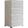 Mama Store CASSETTIERA 60 cm 4 CASSETTI, Bianco Lucido Laccato, L.61 X P.44 X H.103 cm