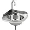 BONJUME Lavello Angolare Acciaio Inox, Piccolo Lavello Da Parete 260 mm Con Rubinetto, Sifone E Tubi, Lavabo Compatto Per Camper, Barche, Bagno, WC, Garage, Facilmente Installabile