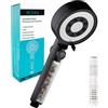 BECMai Soffione doccia con ad alta pressione soffione doccia a risparmio idrico Anti calcare, Shower Head for Hard Water, doccetta doccia con funzione stop, 5 modalità, nero