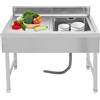 ZHDPYHDD Lavello indipendente in acciaio inox, 100 x 50 cm, per ristorante, cortile e casa, durevole, facile da pulire