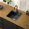 ML DESIGN modern living ML-Design Lavello in Acciaio Inox 45x45 cm Antracite Lavabo da Cucina Quadrato 1 Vasca Lavandino da Incasso con Set di Scarico e Troppopieno Vasca Singola con Sifone