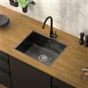 ML DESIGN modern living ML-Design Lavello da Cucina 50 x 40 cm Lavabo da Incasso Antracite Rettangolare in Acciaio Inox Lavello Sottopiano a 1 Vasca con Set di Scarico e Troppopieno Vasca Singola con Sifone Lavandino