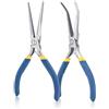 WISEPRO Set di pinze a becco lungo, 150 mm, mini set di pinze con molla, naso lungo, pinze curve, pinze per gioielli, cottura piatta, lavori a mano, riparazione elettronica, 2 pezzi