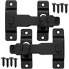 ZEACCT 2 Pezzi Chiavistello Porta Legno, Chiusure Cancelli Acciaio Inossidabile, Serratura Porta Scorrevole Stalla, Serratura Porta Tascabile, per Cancello Porte Armadio Finestre (Nero Opaco)