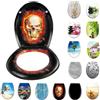 UISEBRT Sedile WC con abbassamento automatico - Coperchio WC con abbassamento lento - diversi modelli a scelta (fiamme teschio)
