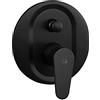 Inbagno Miscelatore Doccia Ad Incasso Monocomando Con Deviatore 2 Vie - Serie Lizzy In Ottone Nero Opaco - Completo Di Corpo Incasso