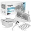 Instalguru Lavandino da Camera Lavabo Commerciale Industriale Profondo Esterno Giardino Garage Lavanderia Grigio Fabbrica 60 x 34 x 21 cm Bianco con Ripiano e Griglia 36 x 30 cm Polipropyleno Vasca Singola