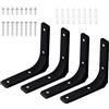 Swpeet Confezione da 4 staffe da parete in ferro da 10,2 cm di lunghezza x 10,2 cm di altezza, staffa di supporto per mensola galleggiante, staffa decorativa angolare a L, kit contiene viti da 16/40