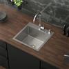 ML DESIGN modern living ML-Design Lavello in Acciaio Inox 45x45 cm Lavabo da Cucina Quadrato Argento 1 Vasca Lavandino da Incasso con Set di Scarico e Troppopieno Vasca Singola con Sifone