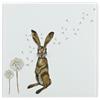 Purely Home Hares - Mini salvapiano quadrato in vetro - lepri e denti di leone dipinte di Rhiannon Chauncey - Supporto per tagliere/tagliere, protezione per piano di lavoro con piedini antiscivolo, 20 cm x 20 cm