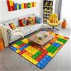 Loussiesd Tappeto con blocchi di costruzione, tappeto per bambini, ragazzi e ragazze, motivo geometrico colorato, per soggiorno, camera da letto, cucina, 150 x 200 cm
