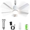 SHUNLEE Ventilatore Da Soffitto Con Illuminazione Per Esterni, 40000MAh Batteria, Grande Ventilatore Da Soffitto Portatile Con Luce, 3000K-6000K Dimmerabile, Telecomando Per Esterni, Campeggio, Gazebo (80CM)