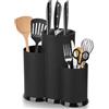 KOMABLEN 3 in 1 Ceppo Coltelli da Cucina Vuoto, Universale Porta Coltelli Cucina Rotondo Senza Coltello, Portacoltelli da Cucina con Foro Scarico Porta Utensili da Cucina per tutti i coltelli da