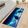 Generico Passatoie Lunghe per Corridoio 80 x 300 cm, Tappeto Antiscivolo Blu, Tappeto Stretto Lavabile Aurora Boreale Neve Cielo Stellato Pinguino per Scale Cucina Ingresso Corridoio