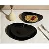 Today Home, 18 Pezzi Set Piatti Ovali, Nero: 6 Piani 27x24cm, 6 Fondi 23x21cm, 6 Dessert 22x20cm, Lavabile in Lavastoviglie, Microonde, Vetro, Forma Ovale, Occasione Formale