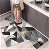 Hoimlm, set di 2 tappeti da cucina antiscivolo, assorbono acqua e olio, zerbino da cucina, set di tappeti, antipolvere per interni (Geometria nera, 43x75+43x150cm)