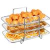 CheurYae Rack impilabile per friggitrice ad aria doppia Ninja, rack disidratatore a 3 strati in acciaio inox per friggitrice ad aria accessori rack per forno Ninja forno a microonde arrosto