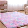 XSIVOD Tappeto Salotto 120x160 Tappeto Camera da Letto Moderno e Morbido per Soggiorno a Pelo Alte Lavabile Fluffy Uni Effetto Pelliccia Senza Tempo Elegante Antiscivolo Facile da Pulire, Arcobaleno