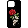 Skeleton Hand Holding Red Rose Flower Gr Custodia per iPhone 16 Pro Max Grafica vintage gotica scheletro rosa romanticismo punk