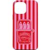 Preposh Custodia per iPhone 13 Pro Max Sardine Rosso Strisce Rosa Estetica Vintage Estetica Carino
