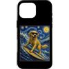 GoldenLife Custodia per iPhone 16 Pro Max Surfing Golden Retriever Art Surfer Dog sulla tavola da surf