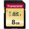 Transcend Scheda di memoria SDXC 500S da 8 GB UHS-I, C10, U3, V30, 4K, Full HD, MLC, fino a 95/50 MB/s (ideale per fotocamere DSLR e videocamere avanzate) - TS8GSDC500S