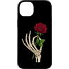 Skeleton Hand Holding Red Rose Flower Gr Custodia per iPhone 14 Plus Scheletro Mano Rosa Rossa Tatuaggio Gotico Scuro Romance