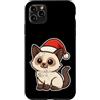 siamese cat winter santa hat snow winter Custodia per iPhone 11 Pro Max Gatto siamese invernale con cappello da Babbo Natale