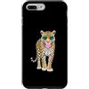 Boho Panther Groovy Graphics Studio Custodia per iPhone 7 Plus/8 Plus Simpatica pantera con occhiali a forma di cuore in gomma da masticare Sassy Animal Art