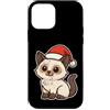 siamese cat winter santa hat snow winter Custodia per iPhone 12 mini Gatto siamese invernale con cappello da Babbo Natale
