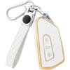 OFF WE GO Custodia Chiave Cover Chiave Guscio Chiavi per VW Golf 8 ID3 ID4 GTI GTE MK8 Seat Leon MK4 Ateca Tarraco Skoda Octavia 8 Coprichiave Macchina Copri Chiavi Telecomando Portachiavi, Oro Bianco