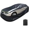 FJWDSC Completamente Chiuso Telo Copriauto Impermeabile per 415-445cm | Protezione Antivento, Antipolvere e UV a 360°, Tessuto Oxford 420D con Strisce Riflettenti, per Berlina Hatchback