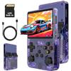 XiFanHo R36S Console di gioco portatile retrò 128G - Schermo IPS da 3,5" con oltre 40000 giochi classici Lettore di videogiochi tascabile Open Source Linux OS con batteria da 3500mAh (Viola)