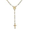 Bling Jewelry Delicato E Raffinato Rosario Con Perle Bianche Simulate E Medaglia Della Vergine Maria Crocifisso E Croce Placcato In Oro 18K Per Donne E Adolescenti