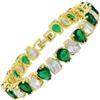 RIZILIA SPECTRUM - Braccialetto tennis classico placcato oro 14 da 6 mm, con zirconia cubica taglio a pera (smeraldo verde), da donna, misura 17,8 cm, gioiello regalo per donne, Medium, Verde