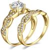 JewelryPalace Anelli Donna placcato oro giallo 14K, Fedine Fidanzamento Coppia, Anello Infinito Nodo, 1.5ct Diamante Simulato Anniversario Matrimonio Promessa Sposa Band Oro, Set Gioielli Donna 28