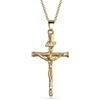 Bling Jewelry Collana Con Ciondolo Tradizionale Religioso Cristiano Di Gesù Inri Crocifisso Croce In Oro 18K Placcato Per Donne E Uomini