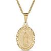 Bling Jewelry Medaglione Religioso Cristiano Ovale Con Immagine Della Vergine Di Guadalupe Collana Con Pendente Per Donne E Adolescenti Placcata In Oro Giallo Bordo Tagliato A Diamante In Ottone