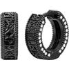 Flongo Orecchini da Uomo Stile Vichingo con Rune - Orecchini a Cerchio Neri in Acciaio Inox con Zirconia, Rune Nordiche Incisioni Simboli di Forza, Coraggio e Protezione, Stile Gotico, Regalo per Uomo