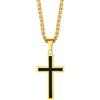 Richsteel Collana Croce Uomo Ciondolo Croce Orlata Collana Uomo Croce Collana Acciaio Uomo Placcatura Lucidatura Manuale Alta Qualità Antiallergico Non sbiadisco 55+5 CM