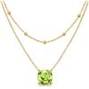 Zinello Design TILOVE Collana Donna Peridoto Naturale - Doppia Catena Acciaio Inossidabile Placcato Oro 18K - Ciondolo 6mm Pietra Nascita Agosto - Regalo Donna Compleanno