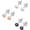 Treasure Bay TreasureBay - Orecchini a perno da donna con perle d'acqua dolce da 5 mm, in argento 925, Perla, Perla