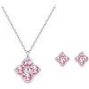 PHNIBIRD Collana Orecchini Donna Set in Argento Sterling 925 di Nascita Trefle a 4 Foglie Ciondolo con Pietra Portafortuna di Ottobre Tormalina San Valentino per Lei