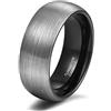 Titaniumcentral 6mm 8mm Anello in tungsteno da uomo donna con nero e blu anelli di fidanzamento (Nero-8mm,72 (22.9))