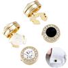 AHANDMAKER 2 paia di copribottoni con strass, gemelli lucidi in 2 colori, bottoni di cristallo per camicie e smoking, accessori per matrimoni ed eventi formali, nero e bianco, 18x11mm, Ottone, Nessuna